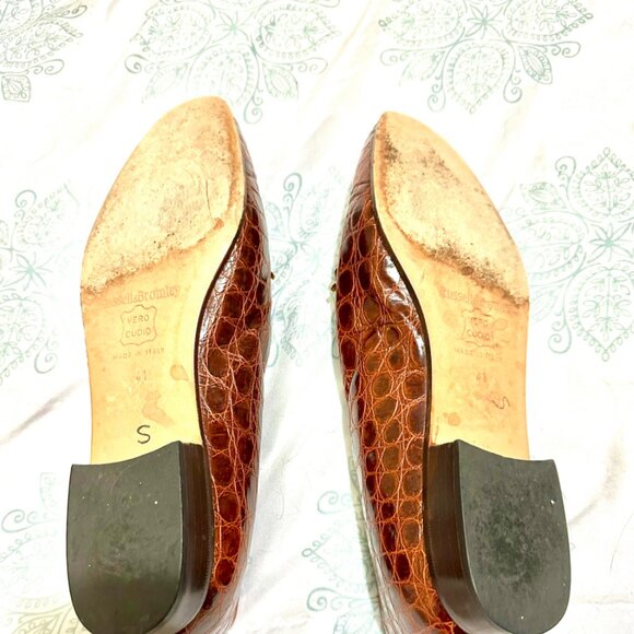 Mauri Russell Bromley authentic taupe brown crocodile loafers Size 8 Women - Picture 4 of 7
